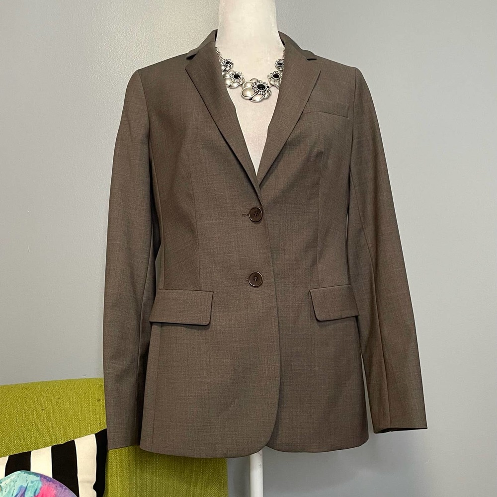 Talbots Taupe Brown Wool Suit Blazer Jacket 4